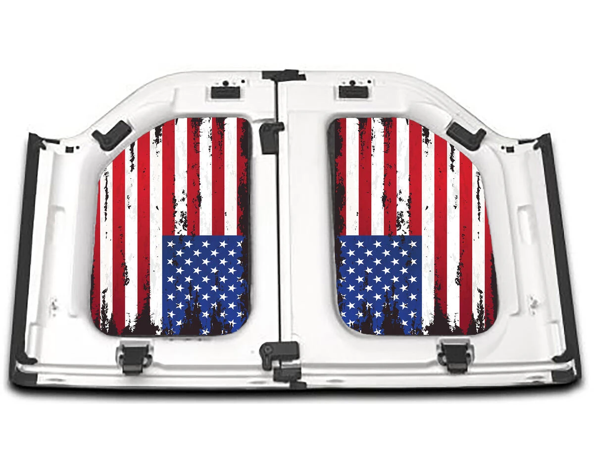 Jeep Wrangler with American Flag custom Freedom Headliners panels installed